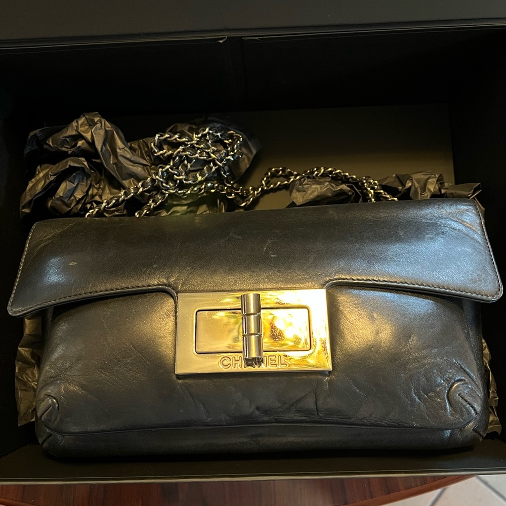AUTHENTIC CHANEL LAMB SKIN FLIP BAG